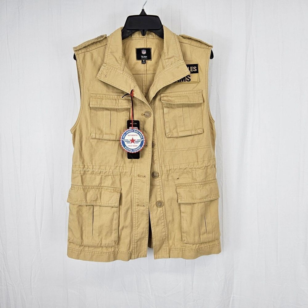NFL Los Angeles Rams Women's Khaki Vest Pockets Cargo Size Medium